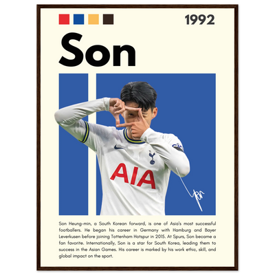 Son Heung-min Tottenham Hotspur Framed Football Poster 60x80 cm 24x32″ Dark wood frame Vibrantwalls