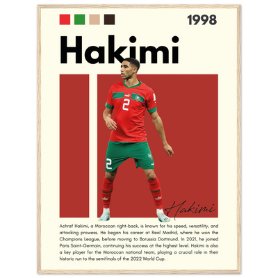 Achraf Hakimi Morocco Framed Football Legend Poster 60x80 cm 24x32″ Wood frame Vibrantwalls