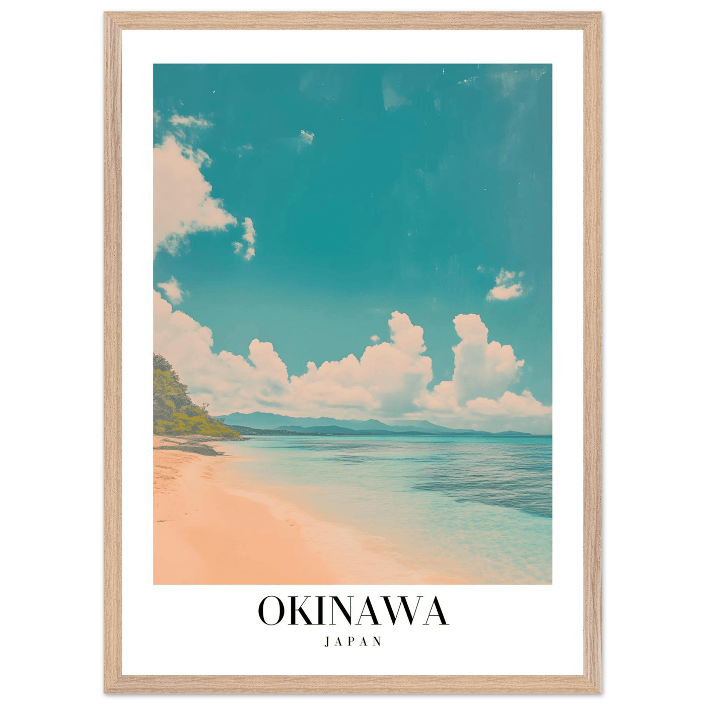 Okinawa Japan Framed Poster – Vintage Beach Travel Wall Art with Wooden Frame - Vibrantwalls