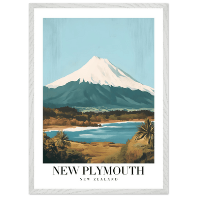 New Plymouth New Zealand Framed Poster – Vintage Mount Taranaki Travel Art - Vibrantwalls