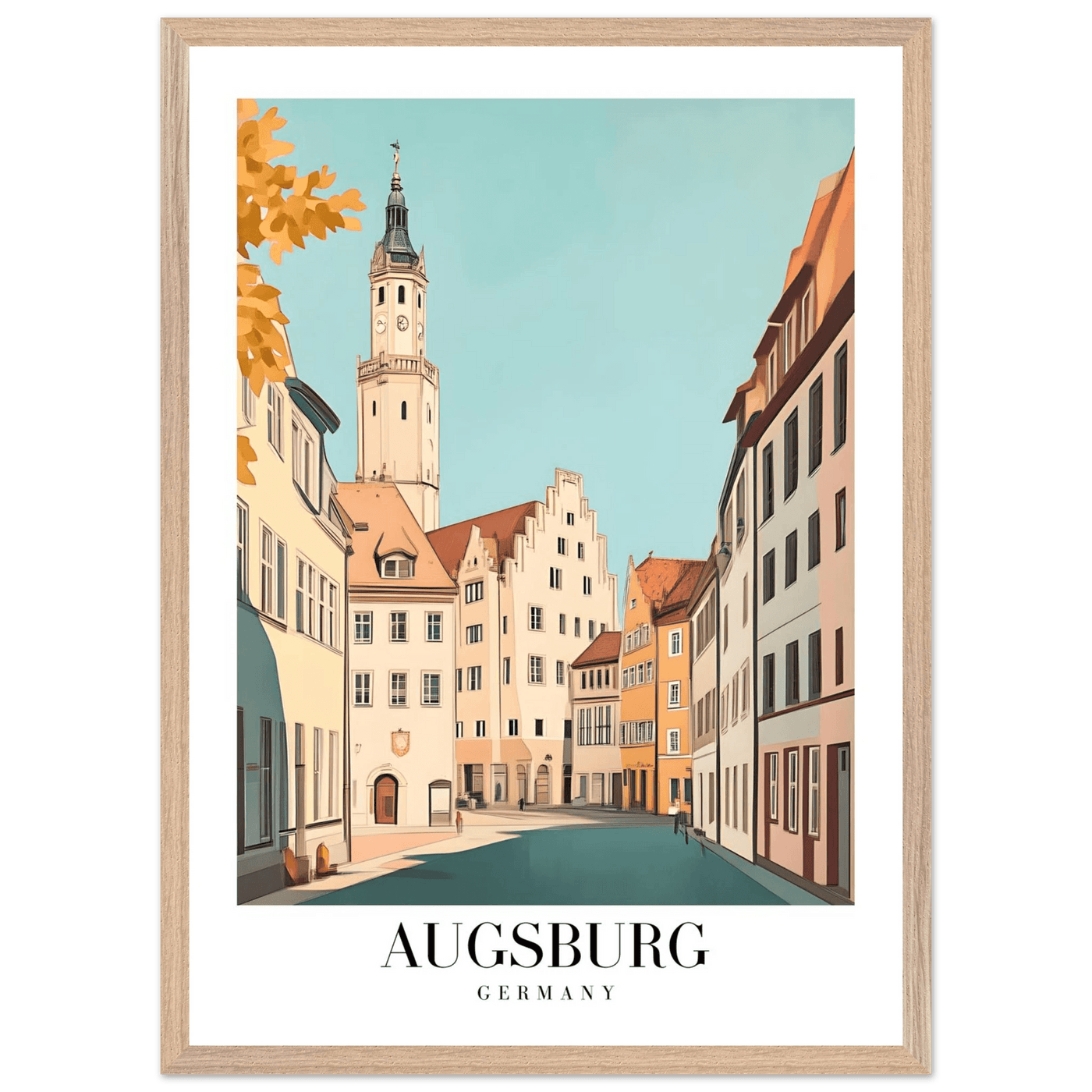 Augsburg Germany Framed Poster – Vintage European Cityscape Wall Art with Wooden Frame in Various Sizes - Vibrantwalls