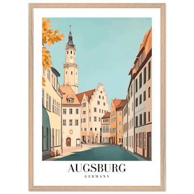 Augsburg Germany Framed Poster – Vintage European Cityscape Wall Art with Wooden Frame in Various Sizes - Vibrantwalls