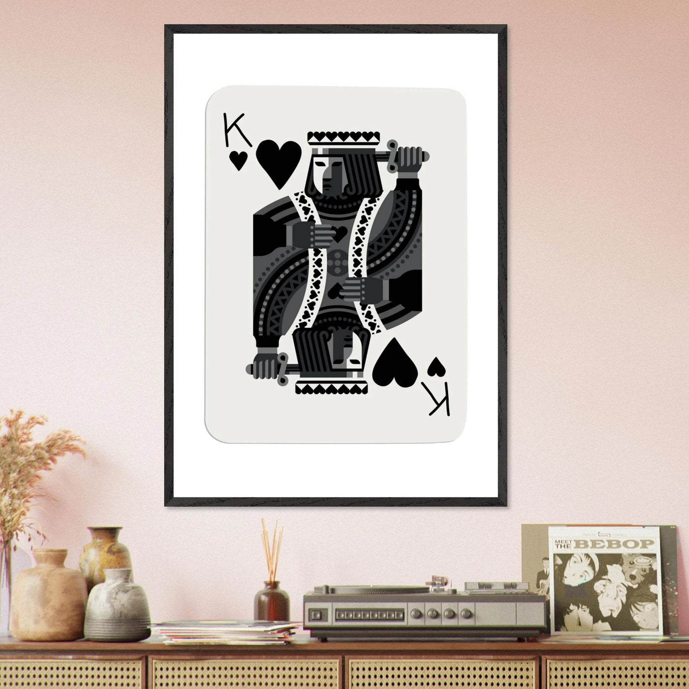 King of Spades Modern Minimalist Poker Card Art - Mounted Framed Poster, Eco-Friendly Wood Frame in Your Choice of Style - Vibrantwalls