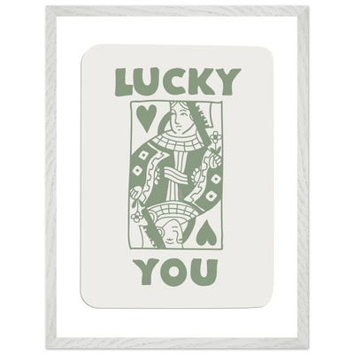 Lucky You Poker Card Print - Queen of Hearts Framed Art - Eco-Friendly Wood Frame - Vibrantwalls