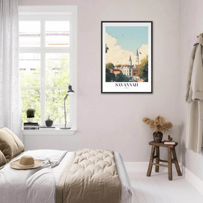 Savannah USA Framed Poster – Charming Cityscape Wall Art with Wooden Frame - Vibrantwalls
