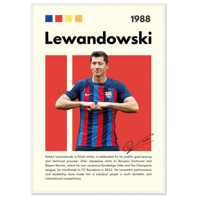 Robert Lewandowski FC Barcelona Framed Football Poster 70x100 cm 28x40″ White frame Vibrantwalls