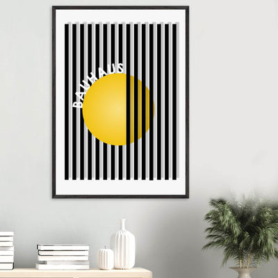 Bauhaus Yellow Circle Wall Art with Modern Stripes - Vibrantwalls