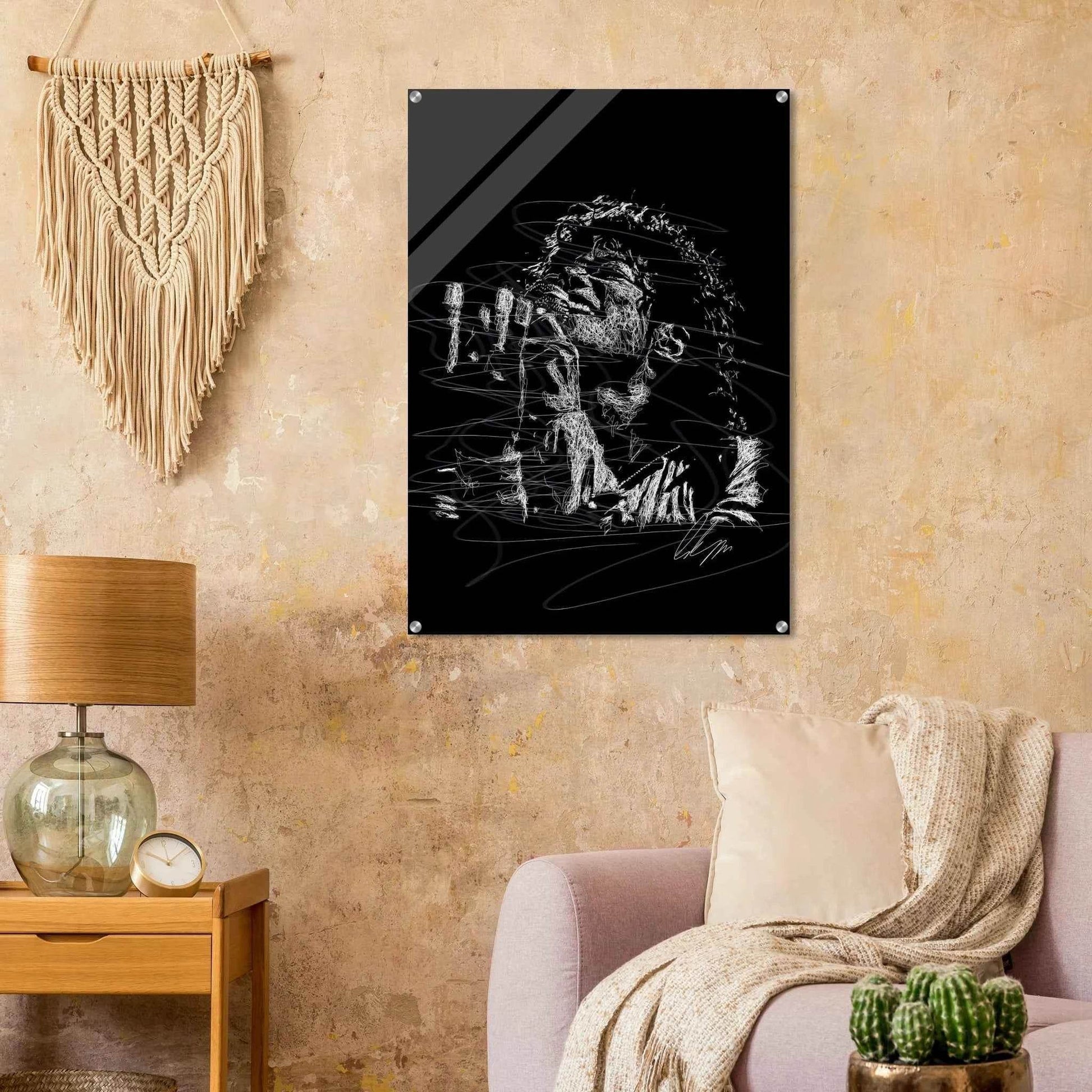 Michael Jackson Acrylic Print - Abstract Black & White Sketch Modern Wall Art in Multiple Sizes - Vibrantwalls