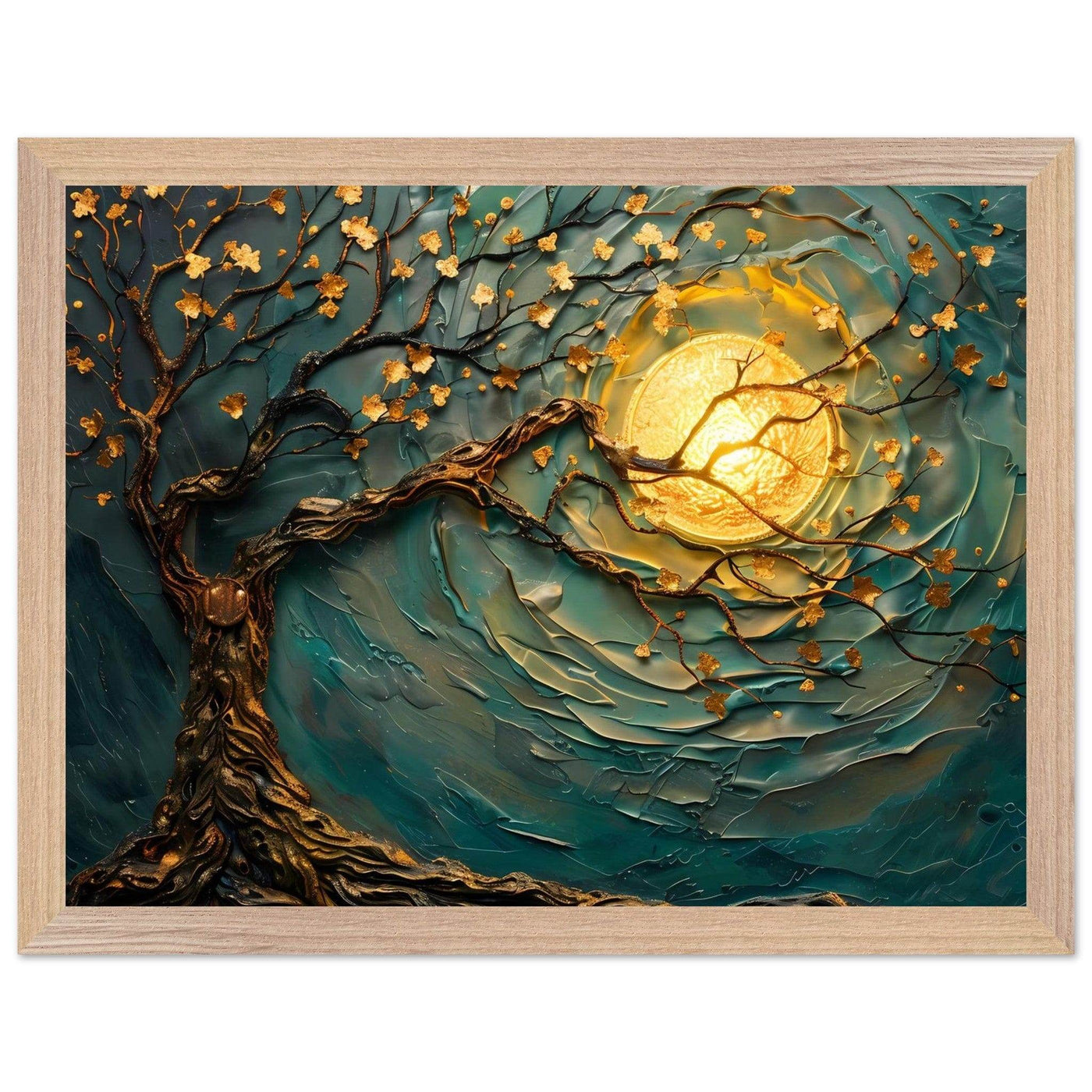 Teal Gold Tree of Life Pendant - Elegance in Nature's Design - Vibrantwalls