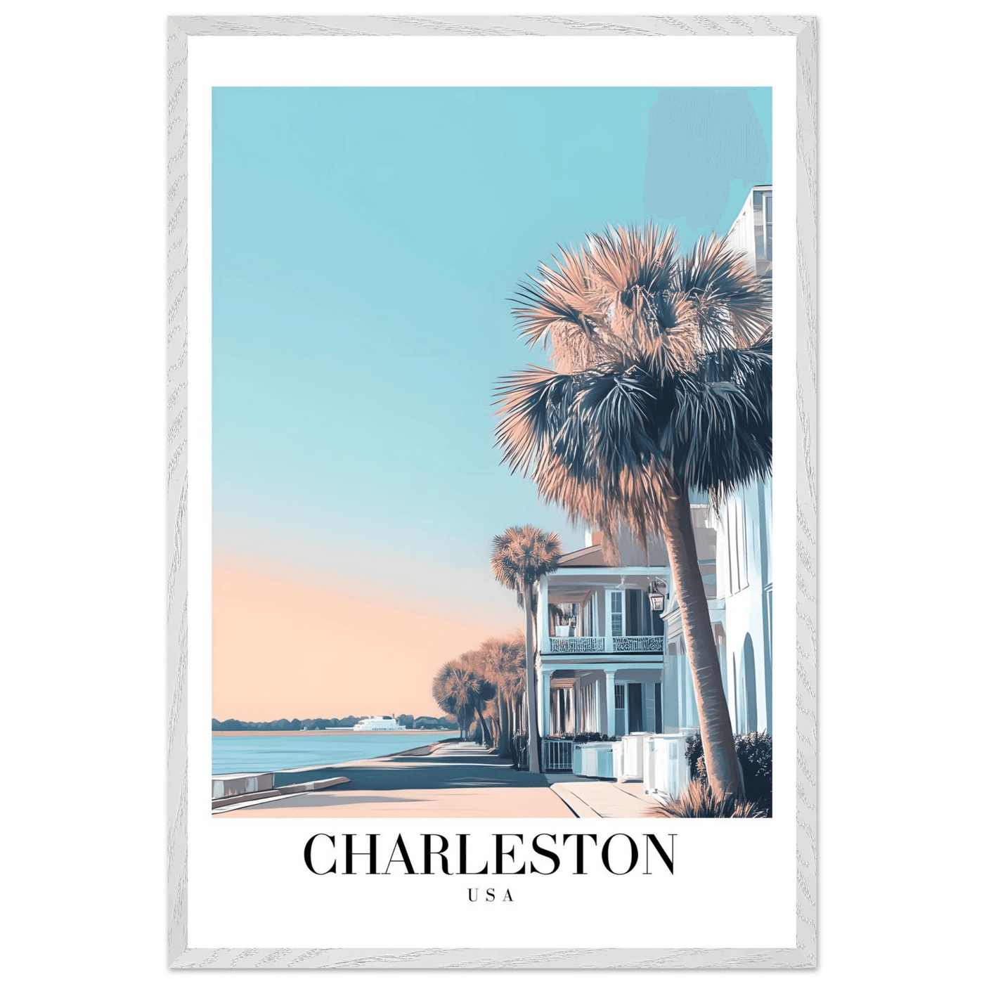 Charleston USA Framed Poster – Coastal Charm & Vintage Travel Art with Wooden Frame - Vibrantwalls