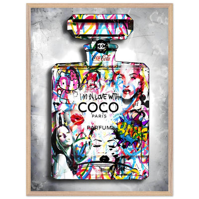 Vibrant Pop Art Chanel Perfume Bottle Print - Graffiti Chic Wall Decor for Fashion Lovers - Vibrantwalls