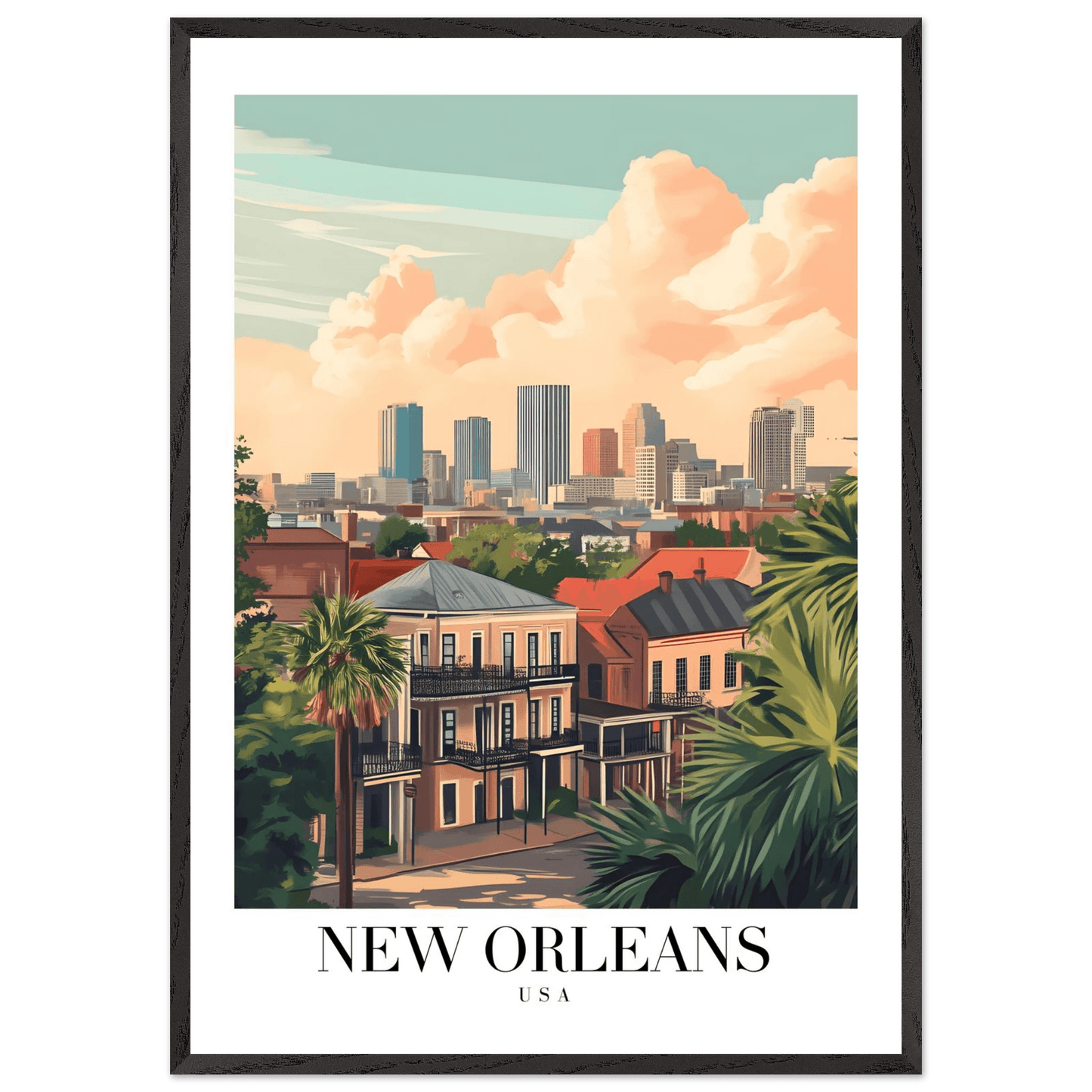 New Orleans Warm Hues Vintage Travel Poster - Wall Art - Vibrantwalls