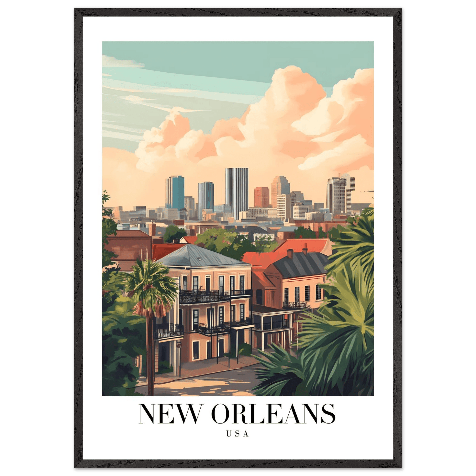 New Orleans Warm Hues Vintage Travel Poster - Wall Art - Vibrantwalls