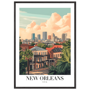 New Orleans Vintage Travel Framed Poster – Warm Hues Cityscape Wall Art with Your Choice of Frame - Vibrantwalls
