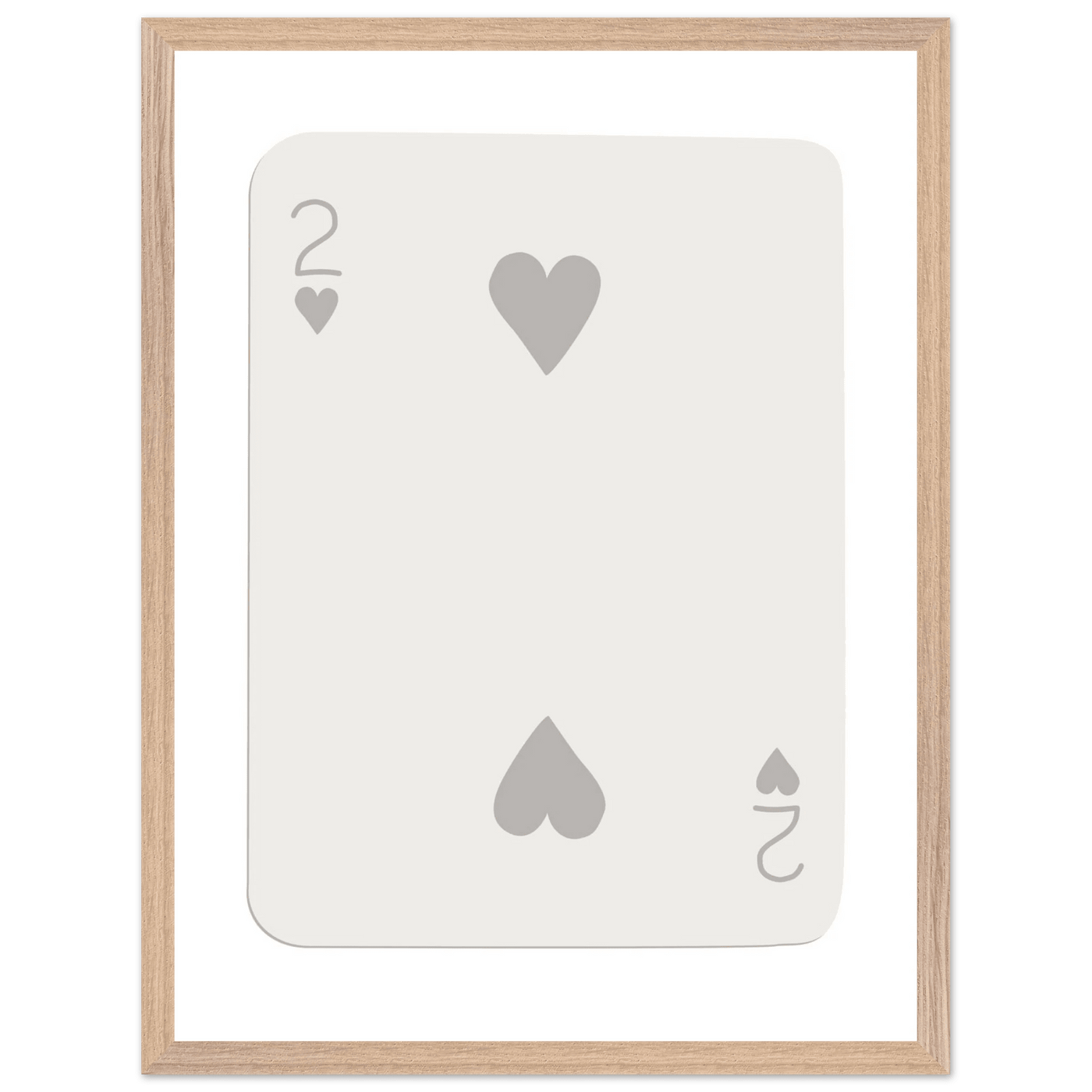 Minimalist Two of Hearts Poker Card Print - Mounted Framed Eco-Friendly Art for Modern Decor - Vibrantwalls