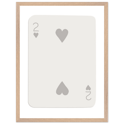 Minimalist Two of Hearts Poker Card Print - Mounted Framed Eco-Friendly Art for Modern Decor - Vibrantwalls