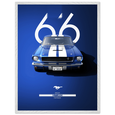 1966 Shelby GT.350 Fastback Framed Poster - Iconic Blue & White Design | Ready-to-Hang Wall Art - Vibrantwalls