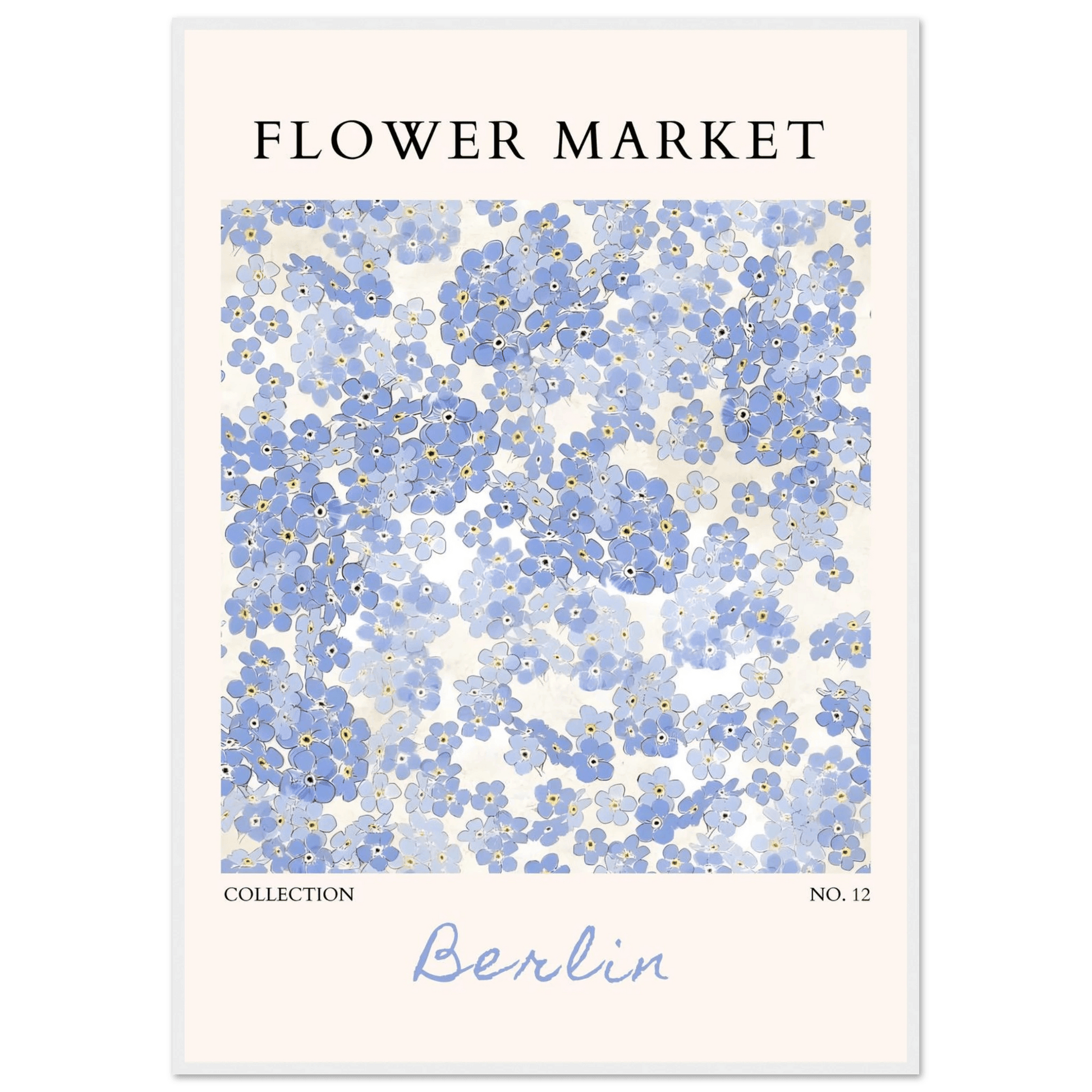 Forget-Me-Not Bloom Framed Poster – Gentle Blue Floral Art Print | Berlin Collection | Ready-to-Hang Wall Art - Vibrantwalls