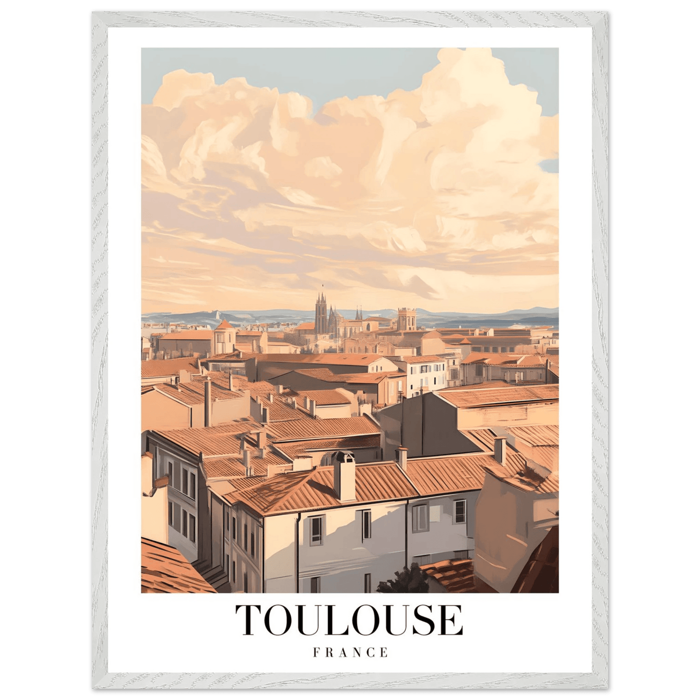 Toulouse France Framed Poster – Vintage Sunset Cityscape Wall Art with Wooden Frame - Vibrantwalls