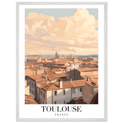 Toulouse France Framed Poster – Vintage Sunset Cityscape Wall Art with Wooden Frame - Vibrantwalls