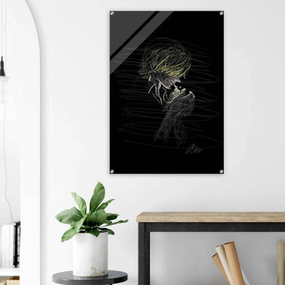 Manga Anime Wall Decor - Scribble Art Acrylic Print for Abstract Luminous Modern Home Aesthetics - Vibrantwalls