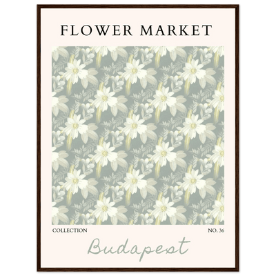 Budapest Flower Market Framed Poster – Elegant Botanical Art Print in Sage Green | Ready-to-Hang Wall Decor - Vibrantwalls