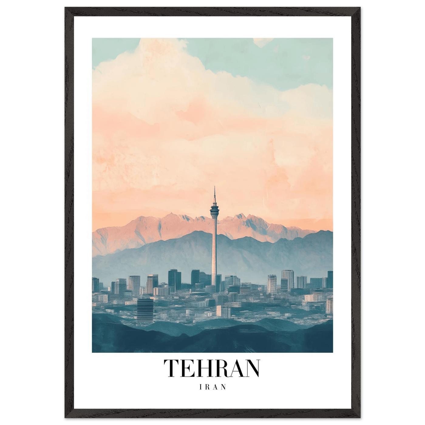 Tehran Iran Framed Poster – Serene Cityscape Wall Art with Customizable Wooden Frame & Sizes - Vibrantwalls