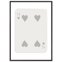 Four of Hearts Poker Card Print - Minimalist Mounted Framed Poster Art, Eco-Friendly Wood Frame - Vibrantwalls