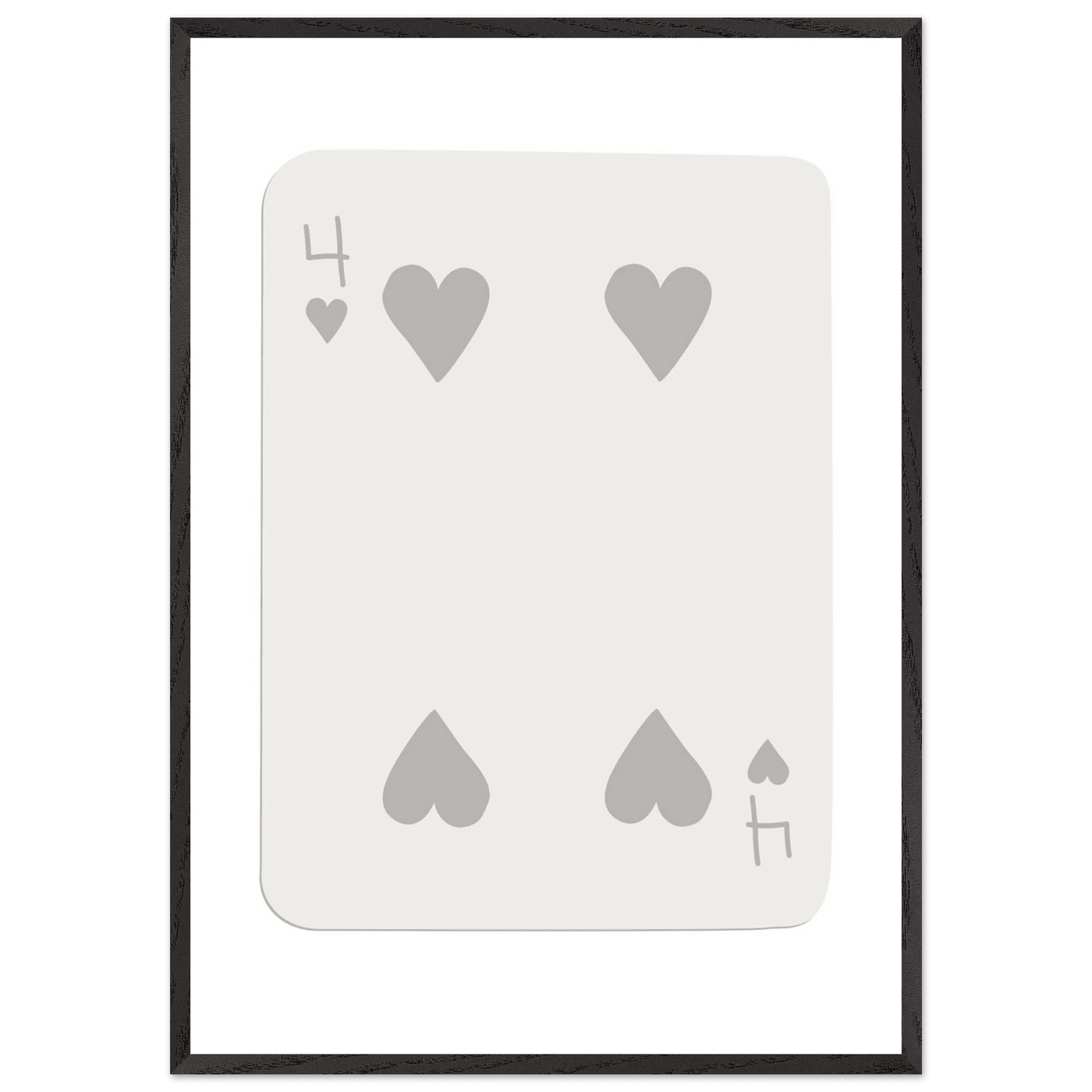 Four of Hearts Poker Card Print - Minimalist Mounted Framed Poster Art, Eco-Friendly Wood Frame - Vibrantwalls