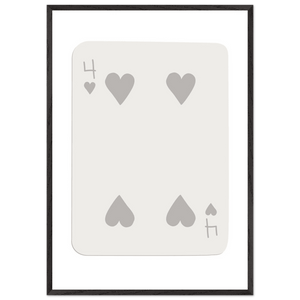 Four of Hearts Poker Card Print - Minimalist Mounted Framed Poster Art, Eco-Friendly Wood Frame - Vibrantwalls