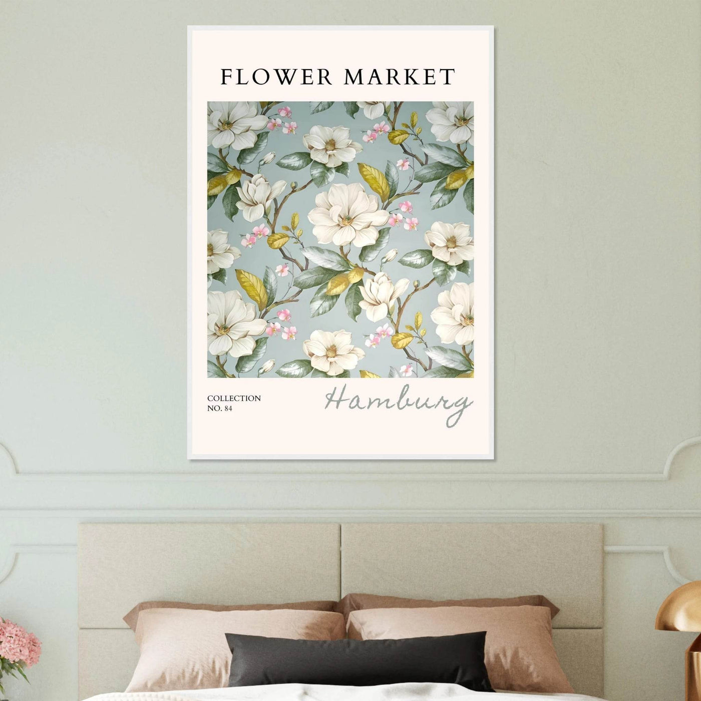 Hamburg 'Flower Market' Framed Poster – Elegant Magnolia & Cherry Blossom Art Print | Ready-to-Hang - Vibrantwalls