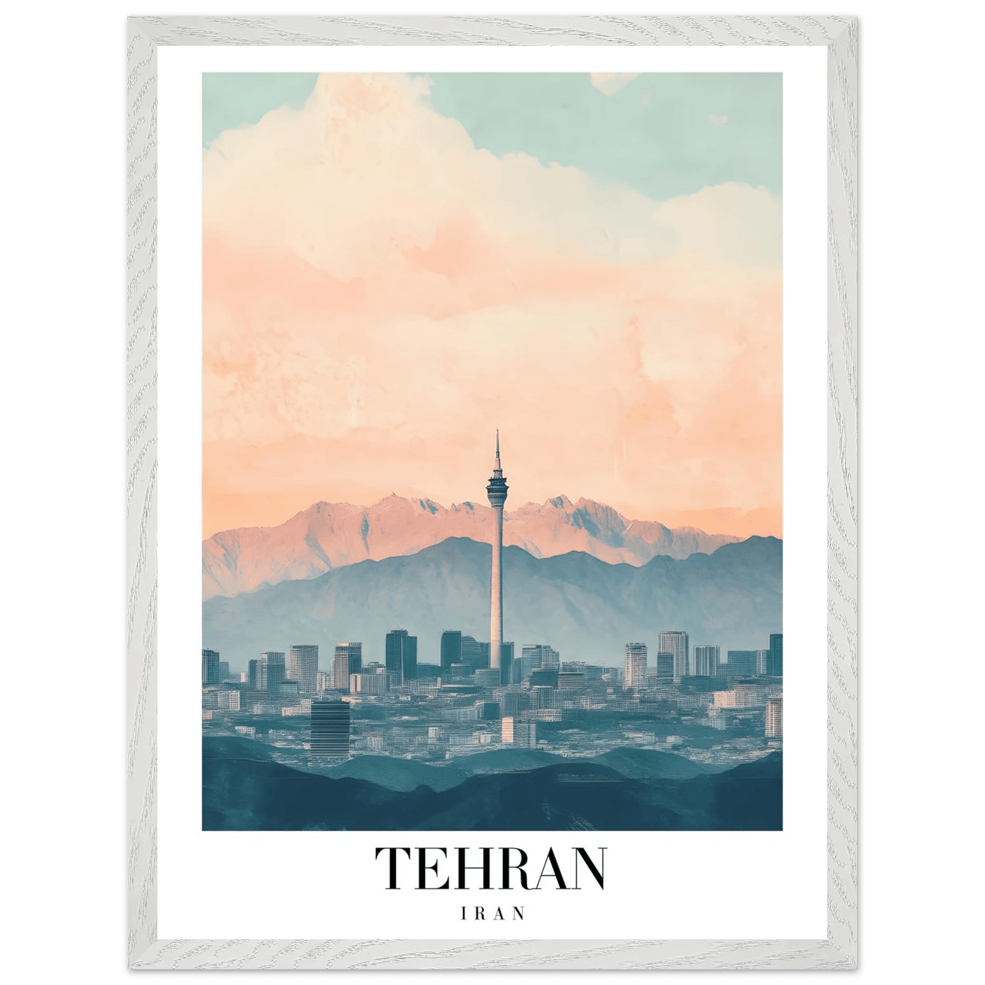 Tehran Iran Framed Poster – Serene Cityscape Wall Art with Customizable Wooden Frame & Sizes - Vibrantwalls