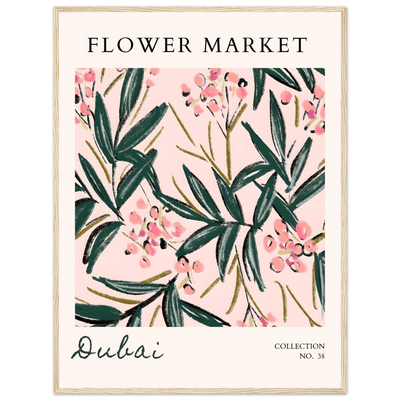 Dubai Flower Market Art Print – Blush Pink & Emerald Green Botanical Framed Poster | Ready-to-Hang - Vibrantwalls