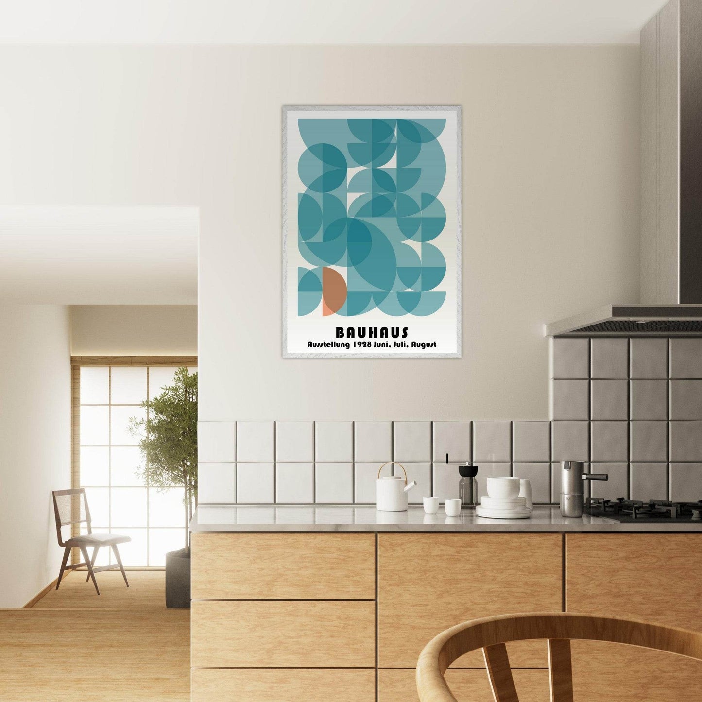 Bauhaus Geometric Art Teal Orange Movement Style Design Wall Art - Vibrantwalls