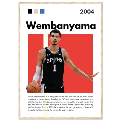 Victor Wembanyama Wemby Spurs Modern Art Print A1 (59.4 x 84.1 cm) Wood frame Vibrantwalls