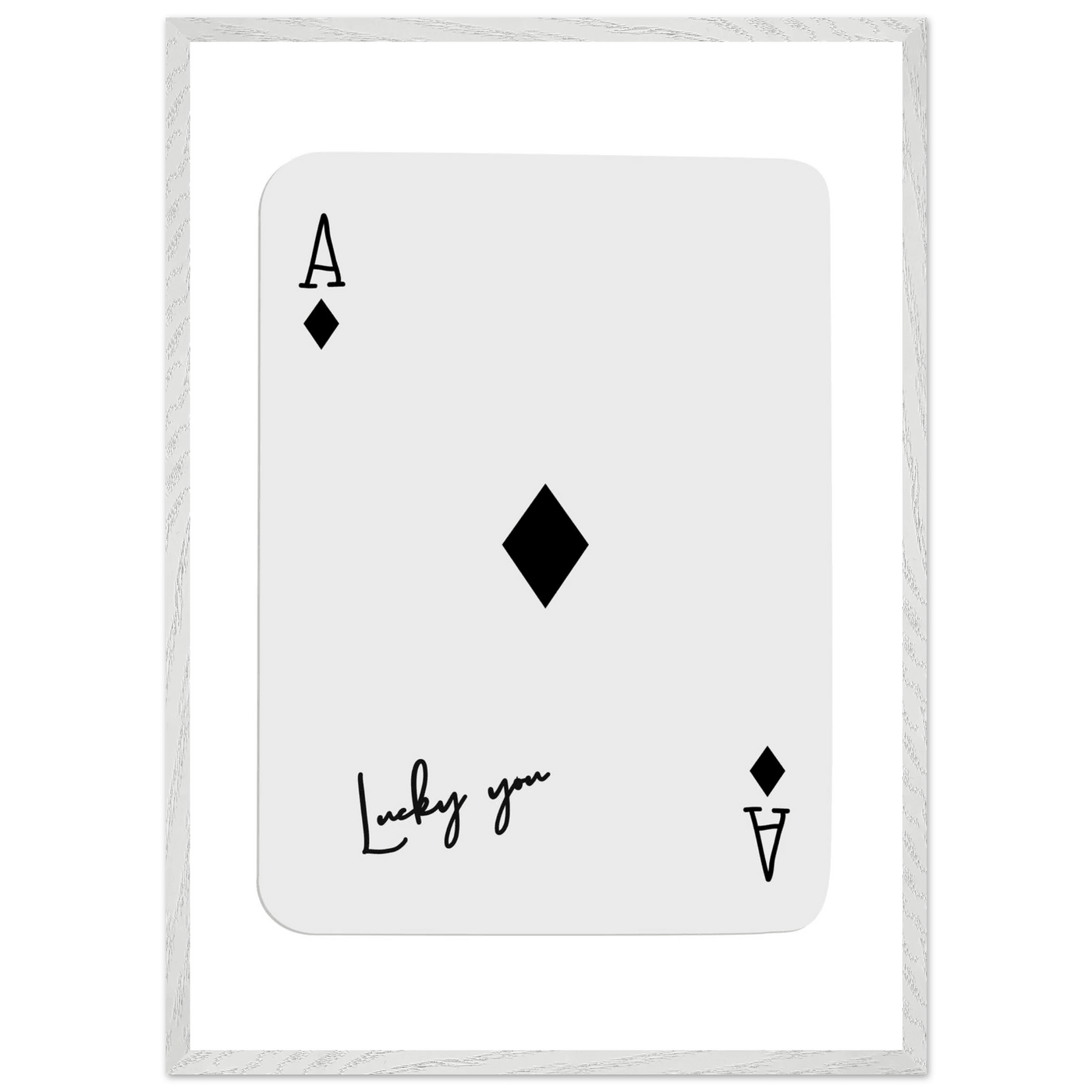 Lucky You Ace of Diamonds Poker Card Print - Mounted Framed Poster Art, Eco-Friendly Wood Frame in Your Choice of Style - Vibrantwalls