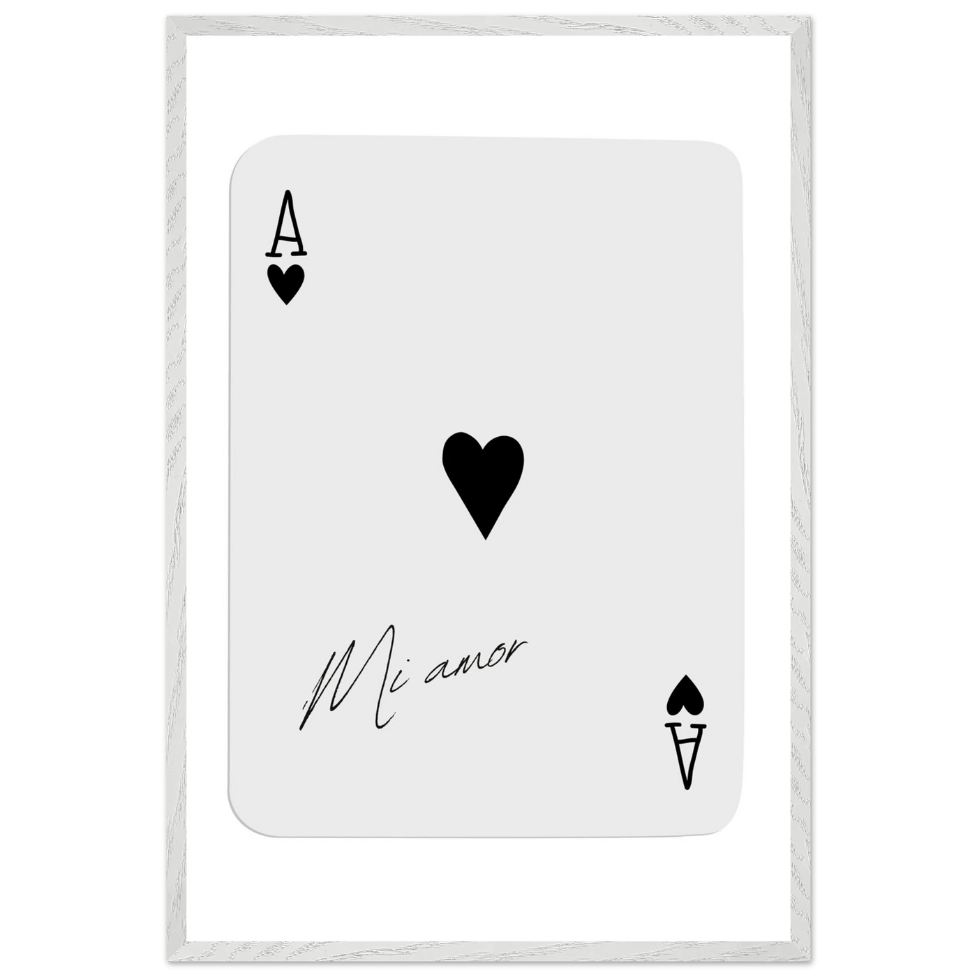 Mi Amor Ace of Hearts Framed Poster Art - Romantic Card Print with Eco-Friendly Wood Frame, Multiple Sizes & Colors - Vibrantwalls