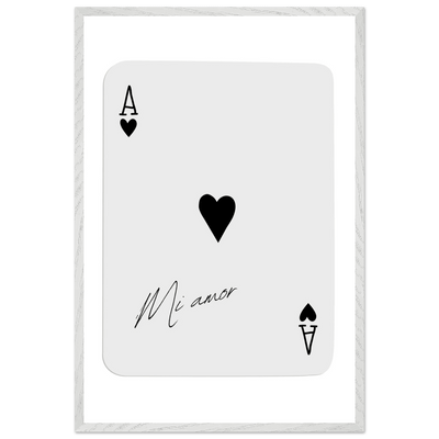 Mi Amor Ace of Hearts Framed Poster Art - Romantic Card Print with Eco-Friendly Wood Frame, Multiple Sizes & Colors - Vibrantwalls