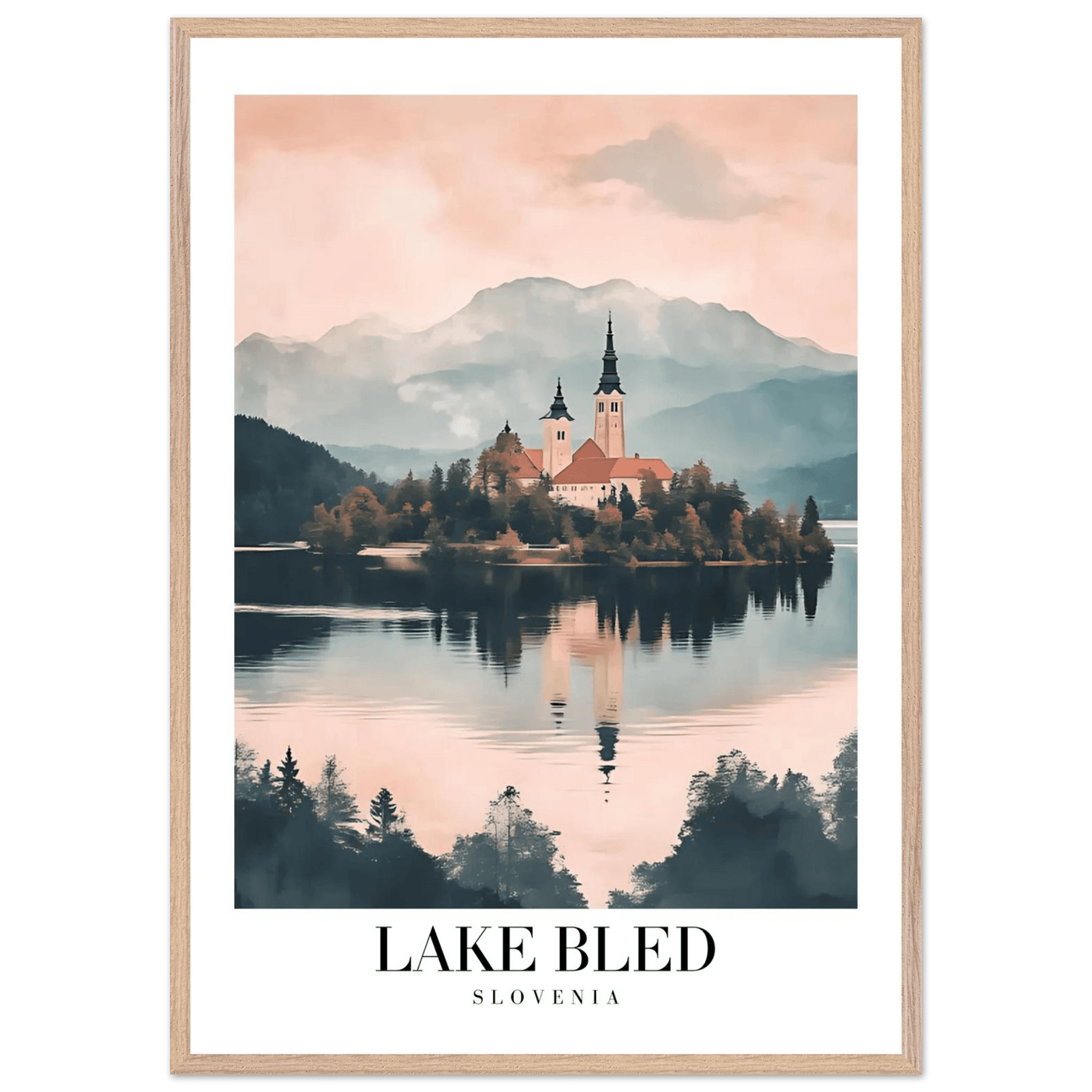 Lake Bled Slovenia Framed Poster – Serene Lakeside Wall Art with Wooden Frame - Vibrantwalls