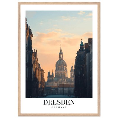 Dresden Germany Framed Poster – Warm Sunset Cityscape Wall Art with Wooden Frame Options - Vibrantwalls