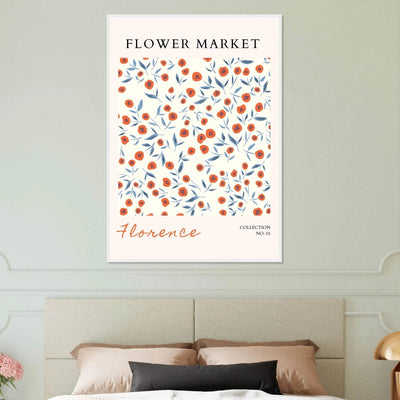 Florence Flower Market Art Print – Vibrant Orange Poppies & Blue Leaves | Framed & Ready-to-Hang Wall Art - Vibrantwalls