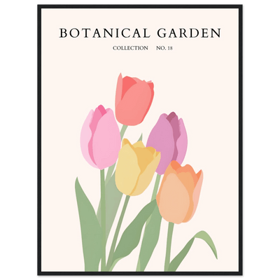 Botanical Garden Tulip Framed Poster – Pastel Bloom Art Print | Ready-to-Hang Floral Decor - Vibrantwalls