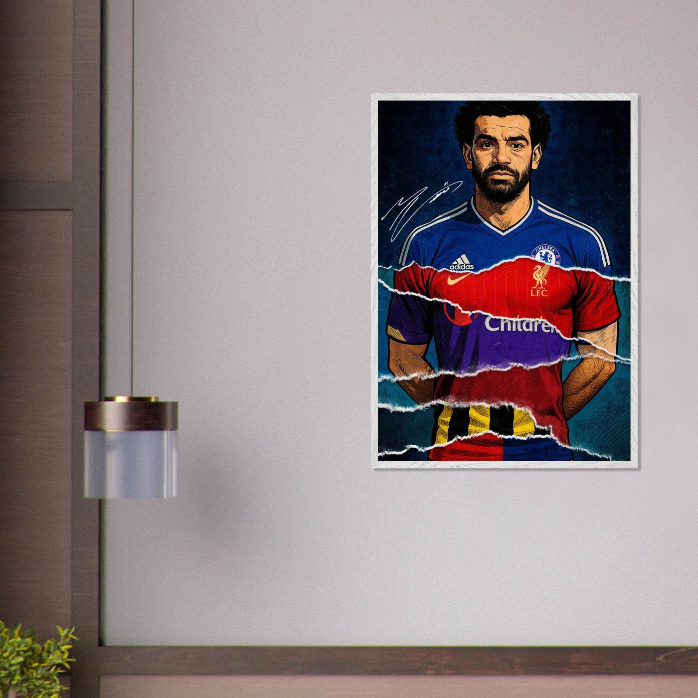 Mohamed Salah Pop Art Football Legend Mounted Framed Poster – Eco-Friendly, Ready to Hang - Vibrantwalls