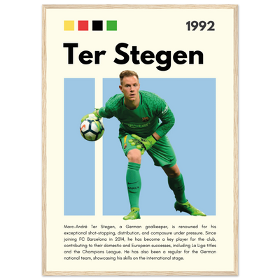 Marc-André Ter Stegen FC Barcelona Goalkeeper Framed Poster – Minimalist Football Art Print 50x70 cm 20x28″ Wood frame Vibrantwalls