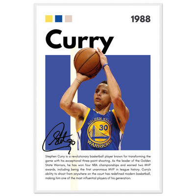 Stephen Curry Golden State Warriors Vintage Art 60x90 cm 24x36″ White frame Vibrantwalls