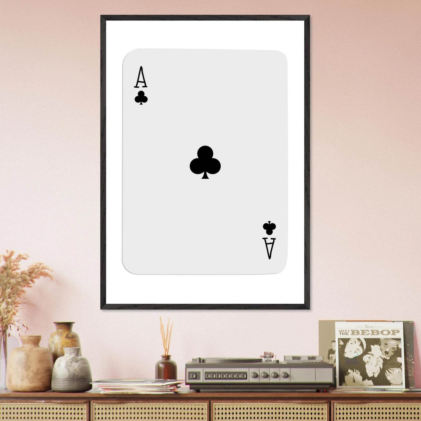Ace of Clubs Poker Card Print - Elegant Framed Wall Art, Eco-Friendly Wood Frame & Multiple Sizes - Vibrantwalls