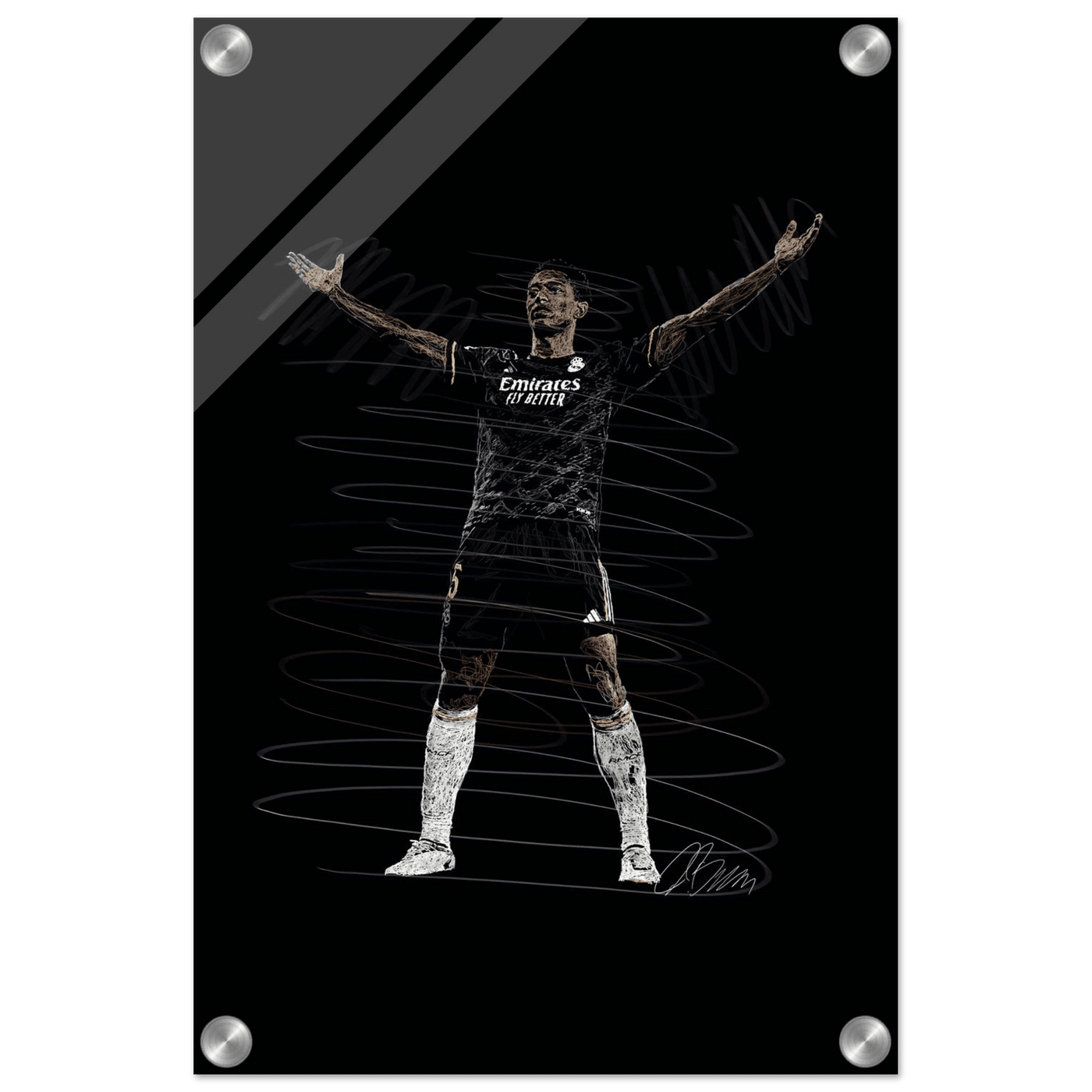 Football Legend Acrylic Print – Dynamic Sketch Art for Modern Sports Fans - Vibrantwalls