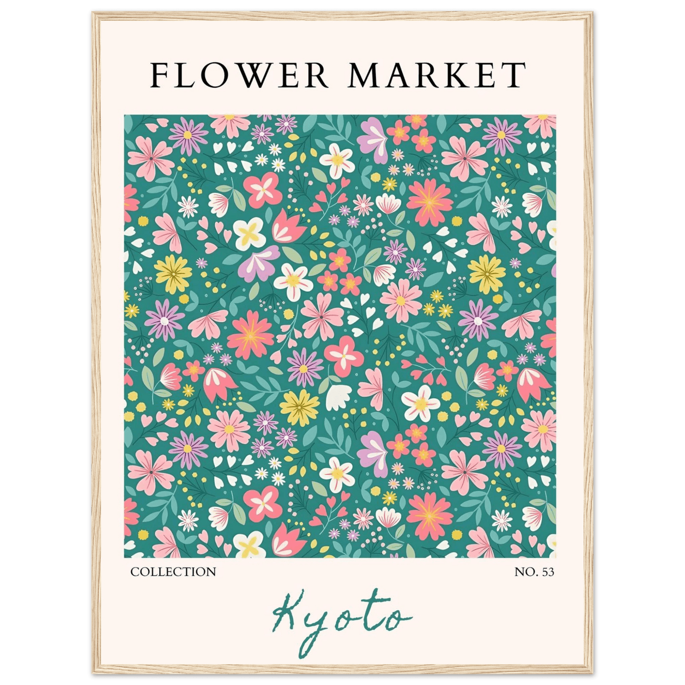 Kyoto Flower Market Framed Poster – Whimsical Floral Art Print for a Touch of Spring | Ready-to-Hang Decor - Vibrantwalls