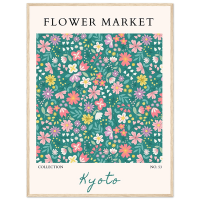 Kyoto Flower Market Framed Poster – Whimsical Floral Art Print for a Touch of Spring | Ready-to-Hang Decor - Vibrantwalls