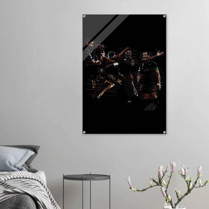 Dynamic Football Legends Acrylic Print – Energetic, Modern Sports Wall Art for Your Space - Vibrantwalls